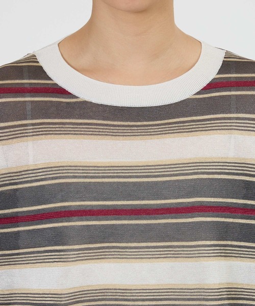BABYLONE(バビロン)の「マルチボーダーショートプルオーバー(Tシャツ/カットソー・レディース・ベージュ/ブラウン・フリー)」の22枚目の写真