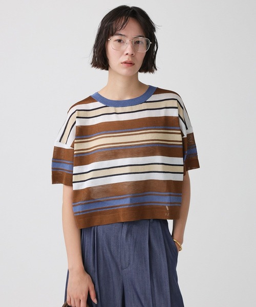 BABYLONE(バビロン)の「マルチボーダーショートプルオーバー(Tシャツ/カットソー・レディース・ベージュ/ブラウン・フリー)」の11枚目の写真