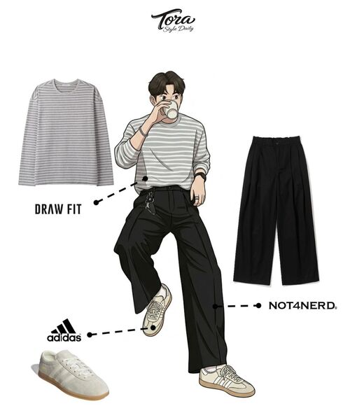 DRAW FIT（ドローフィット）の「コントラストマルチストライプロングスリーブ[MELANGE GREY]（Tシャツ/カットソー・メンズ・その他・M/L/XL）」の6枚目の写真