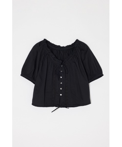 SCOOP NECK PIN TUCK ブラウス