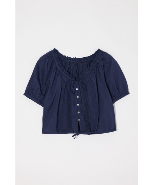MOUSSY(マウジー)の「SCOOP NECK PIN TUCK ブラウス(シャツ/ブラウス・レディース・ブラック/ネイビー/ホワイト・FREE)」の5枚目の写真