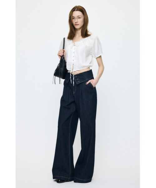 MOUSSY(マウジー)の「SCOOP NECK PIN TUCK ブラウス(シャツ/ブラウス・レディース・ブラック/ネイビー/ホワイト・FREE)」の13枚目の写真