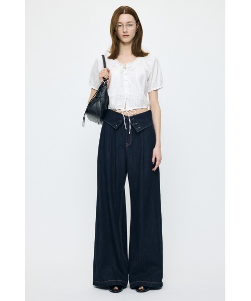 MOUSSY(マウジー)の「SCOOP NECK PIN TUCK ブラウス(シャツ/ブラウス・レディース・ブラック/ネイビー/ホワイト・FREE)」の14枚目の写真