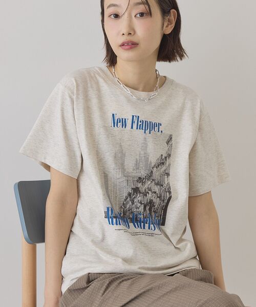 AMERICAN HOLIC（アメリカンホリック）の「フォトプリント半袖Tシャツ（Tシャツ/カットソー・レディース・オフホワイト/チャコールグレー/ホワイト系その他・M/L）」の4枚目の写真