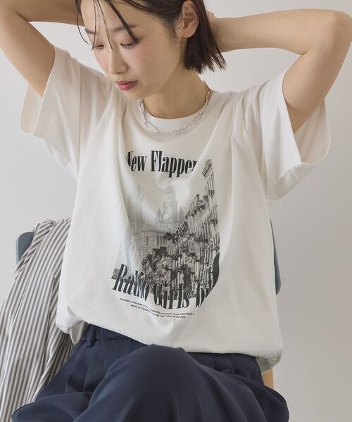 AMERICAN HOLIC（アメリカンホリック）の「フォトプリント半袖Tシャツ（Tシャツ/カットソー・レディース・オフホワイト/チャコールグレー/ホワイト系その他・M/L）」の8枚目の写真
