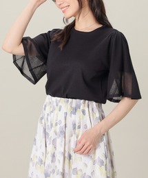 【美冷・接触冷感・ウォッシャブル・ＵＶカット】シアーフレア袖ニット
