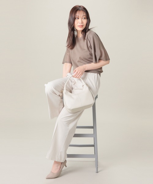 GLACIER lusso(グラシアルッソ)の「【美冷・接触冷感・ウォッシャブル・UVカット】シアーフレア袖ニット(ニット/セーター・レディース・ブラック/モカ/レッド/ブルーグリーン・S/M/LL/L)」の13枚目の写真