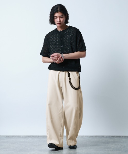 RAGEBLUE（レイジブルー）の「Super Curve Seam Barrel Pants/スーパーカーブシームツイルバレルパンツ（スラックス・メンズ・ブラック/ホワイト・SMALL/LARGE/MEDIUM）」の4枚目の写真
