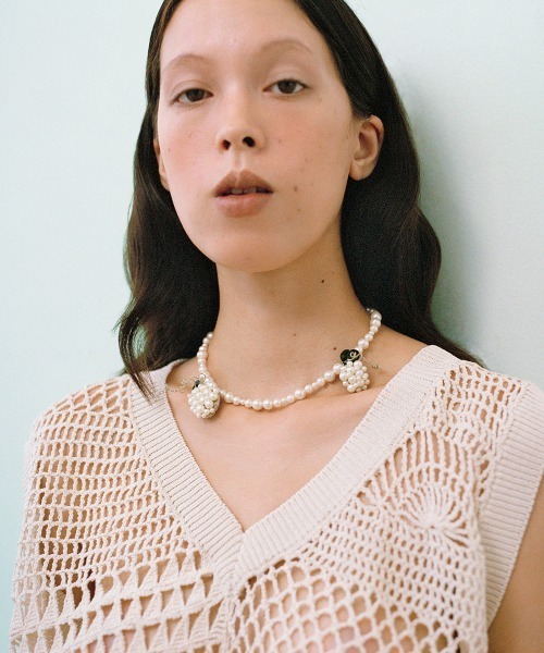 leinwande（ラインヴァンド）の「【leinwande】26SS新作 Landscape Crochet Vest（ベスト・レディース・ブラック系/オレンジ/White・ONE SIZE）」の7枚目の写真
