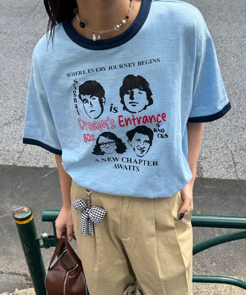 CIAOPANIC(チャオパニック)の「アソートプリントリンガーTシャツ(Tシャツ/カットソー・レディース・グレー/サックスブルー/イエロー/ブラウン・FREE/0)」の11枚目の写真