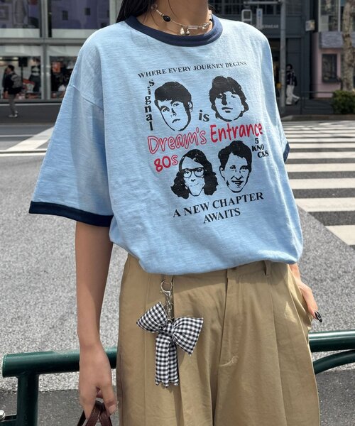 CIAOPANIC(チャオパニック)の「アソートプリントリンガーTシャツ(Tシャツ/カットソー・レディース・グレー/サックスブルー/イエロー/ブラウン・FREE/0)」の12枚目の写真