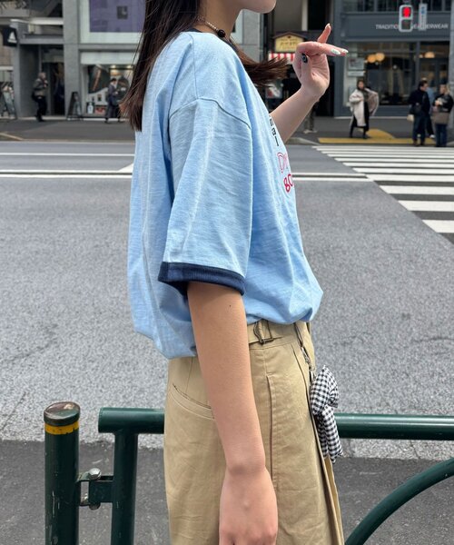 CIAOPANIC(チャオパニック)の「アソートプリントリンガーTシャツ(Tシャツ/カットソー・レディース・グレー/サックスブルー/イエロー/ブラウン・FREE/0)」の13枚目の写真