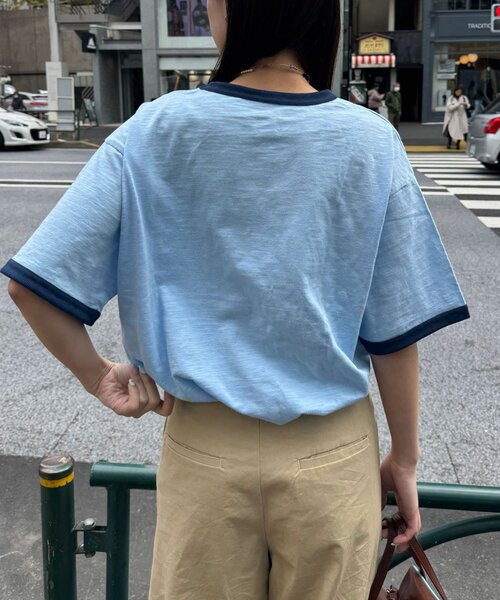 CIAOPANIC(チャオパニック)の「アソートプリントリンガーTシャツ(Tシャツ/カットソー・レディース・グレー/サックスブルー/イエロー/ブラウン・FREE/0)」の14枚目の写真