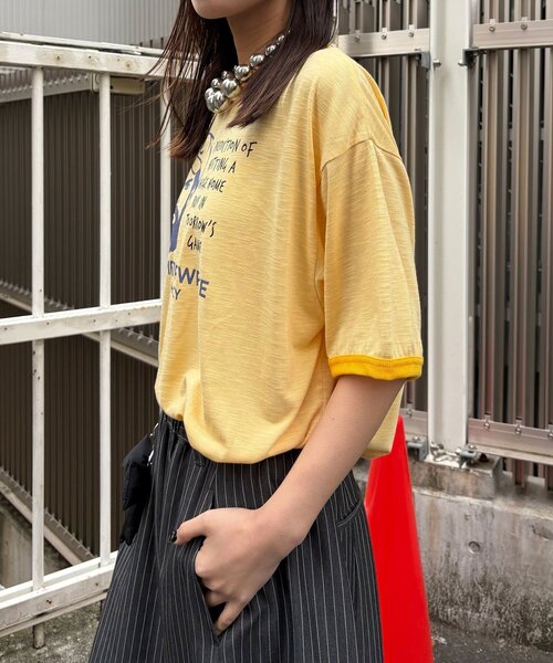 CIAOPANIC(チャオパニック)の「アソートプリントリンガーTシャツ(Tシャツ/カットソー・レディース・グレー/サックスブルー/イエロー/ブラウン・FREE/0)」の21枚目の写真