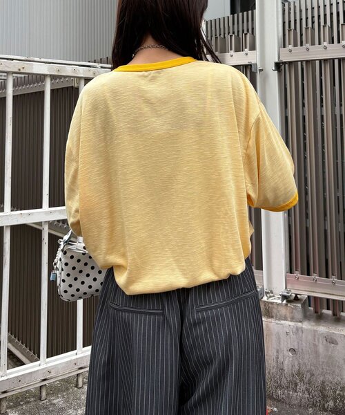 CIAOPANIC(チャオパニック)の「アソートプリントリンガーTシャツ(Tシャツ/カットソー・レディース・グレー/サックスブルー/イエロー/ブラウン・FREE/0)」の22枚目の写真