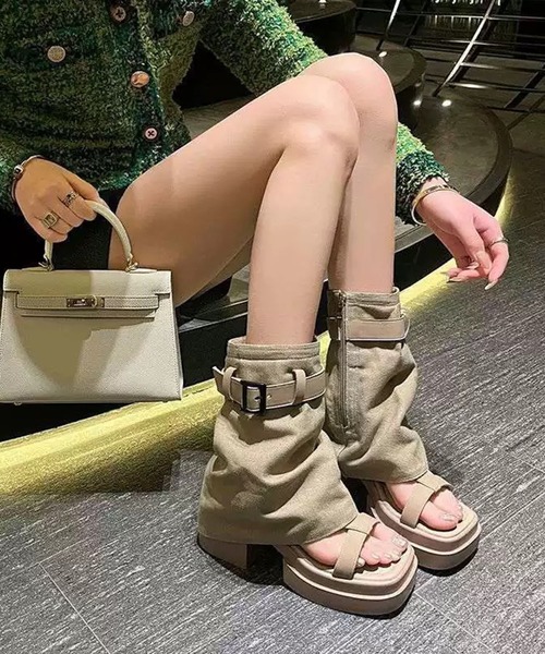 WESTSEA(ウエストシー)の「オープントゥ 厚底 サマーブーツサンダル(サンダル・レディース・ベージュ/ブラック・S/M/L/XL)」の17枚目の写真