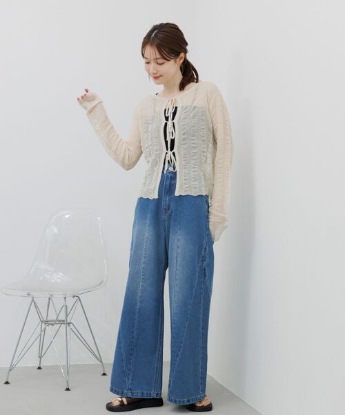 RETRO GIRL(レトロガール)の「メニーラインデニムパンツ(デニムパンツ・レディース・ライトブルー/ブラック・LARGE/MEDIUM)」の13枚目の写真