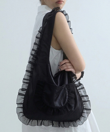 MOIREMOA（モアレモア）の「Lustre Shirring Bag-Black（ショルダーバッグ）」