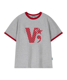 Video Jockey（ビデオジョッキー）の「ブイブイ星 リンガーTシャツ [メランジグレー]（Tシャツ/カットソー）」