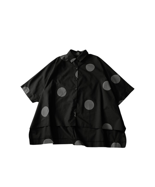 antiqua(アンティカ)の「ドルマン風 綿100 ドット柄 シャツ(シャツ/ブラウス・レディース・ブラック/グレー・ONESIZE)」の8枚目の写真