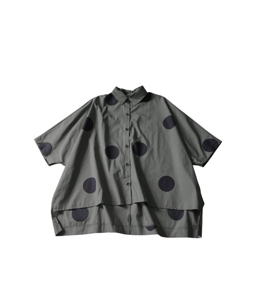 antiqua(アンティカ)の「ドルマン風 綿100 ドット柄 シャツ(シャツ/ブラウス・レディース・ブラック/グレー・ONESIZE)」の9枚目の写真