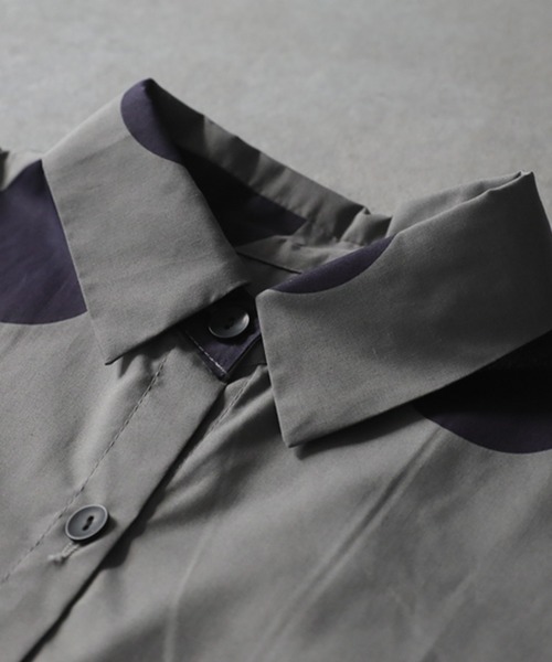 antiqua(アンティカ)の「ドルマン風 綿100 ドット柄 シャツ(シャツ/ブラウス・レディース・ブラック/グレー・ONESIZE)」の10枚目の写真