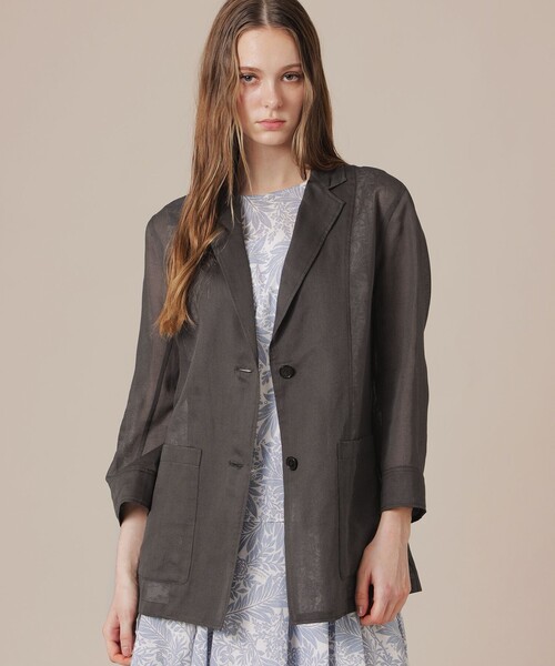 MACKINTOSH LONDON(マッキントッシュ ロンドン)の「【eclat5月号掲載】シアーコットンドビージャケット(テーラードジャケット・レディース・ベージュ/チャコールグレー・40/38)」の2枚目の写真