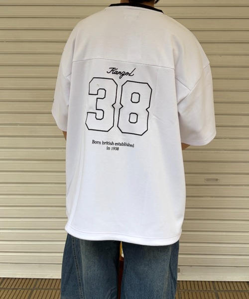 link lot（リンクロット）の「【KANGOL】ドローコード付き Vネックナンバリングゲームシャツ（Tシャツ/カットソー・メンズ・ブラック/ホワイト/ネイビー・XL/L/M）」の6枚目の写真