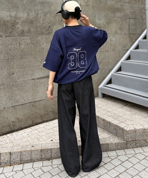 link lot（リンクロット）の「【KANGOL】ドローコード付き Vネックナンバリングゲームシャツ（Tシャツ/カットソー・メンズ・ブラック/ホワイト/ネイビー・XL/L/M）」の10枚目の写真