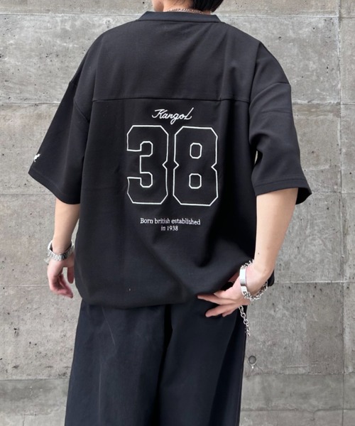 link lot（リンクロット）の「【KANGOL】ドローコード付き Vネックナンバリングゲームシャツ（Tシャツ/カットソー・メンズ・ブラック/ホワイト/ネイビー・XL/L/M）」の12枚目の写真