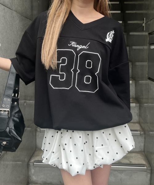 link lot（リンクロット）の「【KANGOL】ドローコード付き Vネックナンバリングゲームシャツ（Tシャツ/カットソー・メンズ・ブラック/ホワイト/ネイビー・XL/L/M）」の22枚目の写真