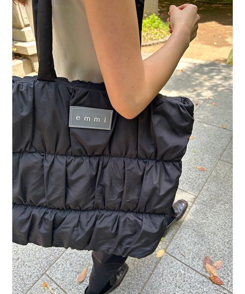 emmi（エミ）の「eco emmiロゴパデットトートバッグ（トートバッグ・レディース・ブラック/オフホワイト/イエロー・F）」の11枚目の写真