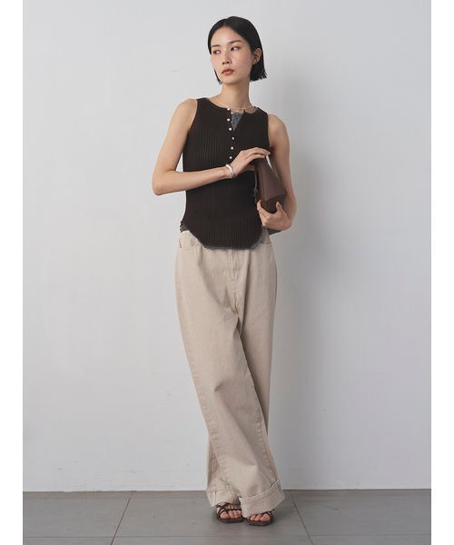 MIESROHE(ミースロエ)の「【洗える】裾折り返しストレートデニム(デニムパンツ・レディース・ホワイト/ベージュ/ライトブルー・0/1/00)」の6枚目の写真