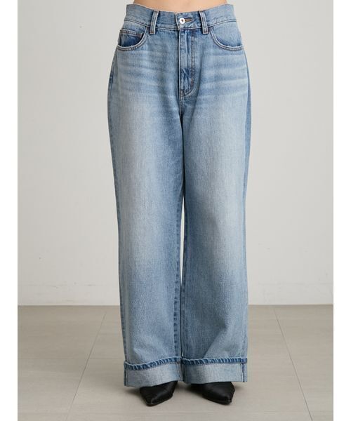 MIESROHE(ミースロエ)の「【洗える】裾折り返しストレートデニム(デニムパンツ・レディース・ホワイト/ベージュ/ライトブルー・0/1/00)」の10枚目の写真