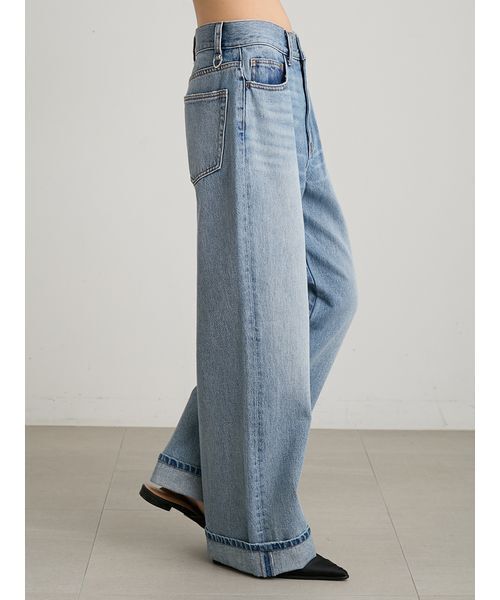 MIESROHE(ミースロエ)の「【洗える】裾折り返しストレートデニム(デニムパンツ・レディース・ホワイト/ベージュ/ライトブルー・0/1/00)」の12枚目の写真
