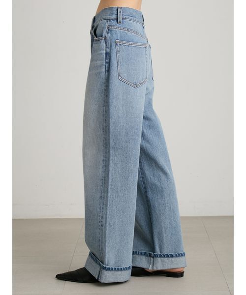 MIESROHE(ミースロエ)の「【洗える】裾折り返しストレートデニム(デニムパンツ・レディース・ホワイト/ベージュ/ライトブルー・0/1/00)」の16枚目の写真