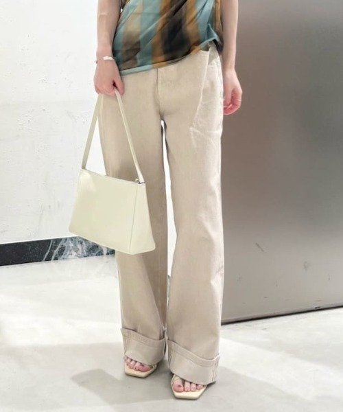 MIESROHE(ミースロエ)の「【洗える】裾折り返しストレートデニム(デニムパンツ・レディース・ホワイト/ベージュ/ライトブルー・0/1/00)」の1枚目の写真