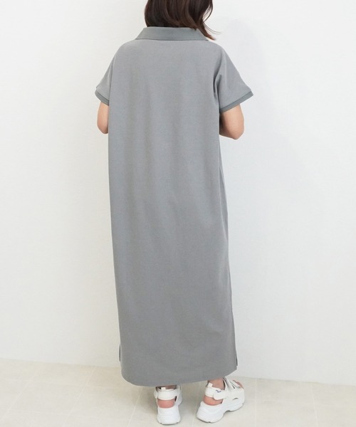 SELECT LEVERY(セレクトリベリー)の「カジュアルフレンチスリーブロングポロワンピース(シャツワンピース・レディース・ネイビー/グレー/ブラック・MEDIUM/LARGE)」の8枚目の写真