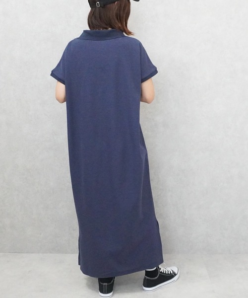 SELECT LEVERY(セレクトリベリー)の「カジュアルフレンチスリーブロングポロワンピース(シャツワンピース・レディース・ネイビー/グレー/ブラック・MEDIUM/LARGE)」の13枚目の写真