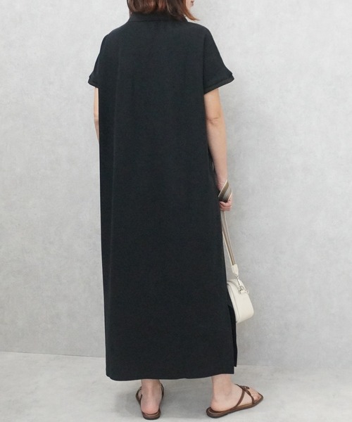 SELECT LEVERY(セレクトリベリー)の「カジュアルフレンチスリーブロングポロワンピース(シャツワンピース・レディース・ネイビー/グレー/ブラック・MEDIUM/LARGE)」の17枚目の写真