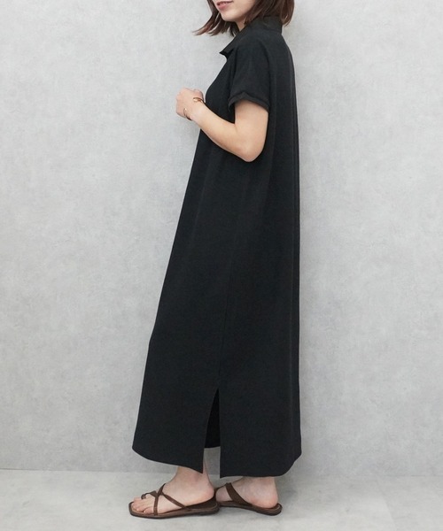 SELECT LEVERY(セレクトリベリー)の「カジュアルフレンチスリーブロングポロワンピース(シャツワンピース・レディース・ネイビー/グレー/ブラック・MEDIUM/LARGE)」の18枚目の写真