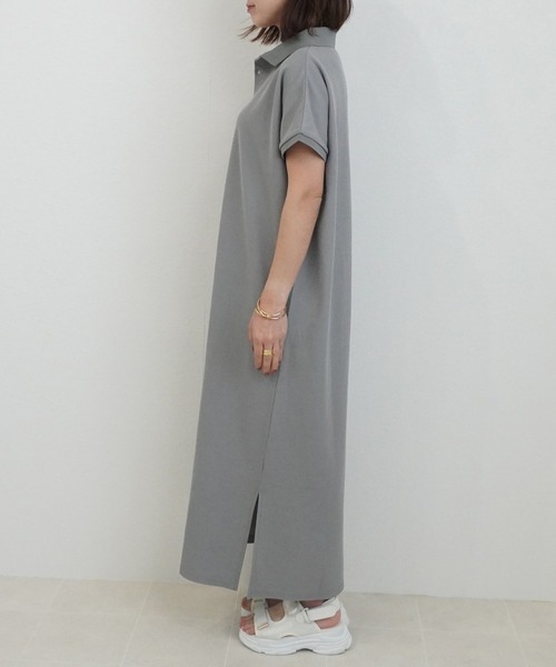 SELECT LEVERY(セレクトリベリー)の「カジュアルフレンチスリーブロングポロワンピース(シャツワンピース・レディース・ネイビー/グレー/ブラック・MEDIUM/LARGE)」の20枚目の写真