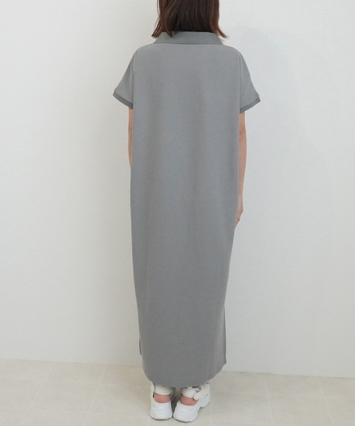 SELECT LEVERY(セレクトリベリー)の「カジュアルフレンチスリーブロングポロワンピース(シャツワンピース・レディース・ネイビー/グレー/ブラック・MEDIUM/LARGE)」の21枚目の写真