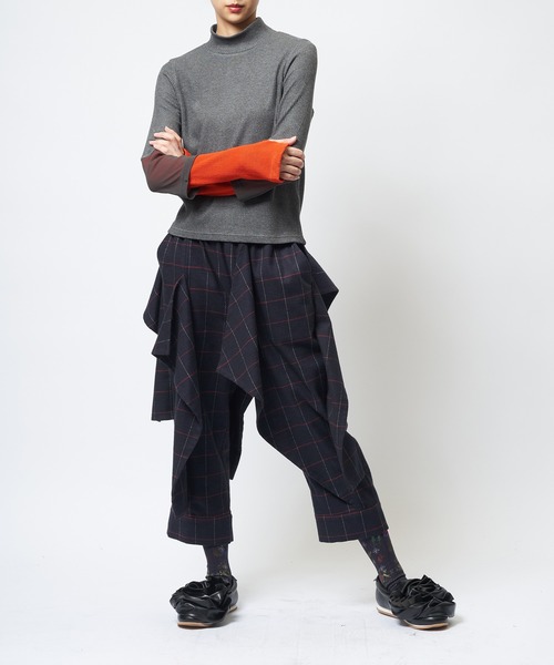 gomme(ゴム)の「スクイッドチェックパンツ(その他パンツ・レディース・ネイビー/グレー・MEDIUM)」の4枚目の写真