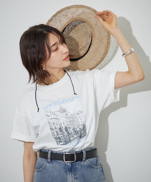 Remind me and forever(リマインドミーアンドフォーエバー)の「【staff made】接触冷感!アソート転写シルケットTシャツ(Tシャツ/カットソー・レディース・オフホワイト/スミクロ/ベージュ・FREE)」の7枚目の写真