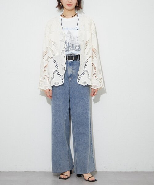 Remind me and forever(リマインドミーアンドフォーエバー)の「【staff made】接触冷感!アソート転写シルケットTシャツ(Tシャツ/カットソー・レディース・オフホワイト/スミクロ/ベージュ・FREE)」の8枚目の写真
