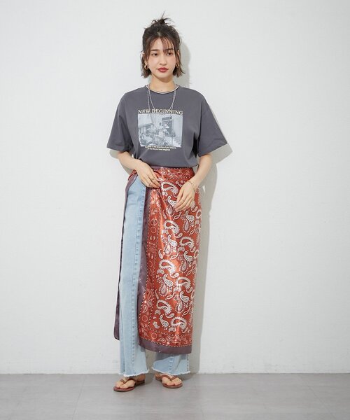 Remind me and forever(リマインドミーアンドフォーエバー)の「【staff made】接触冷感!アソート転写シルケットTシャツ(Tシャツ/カットソー・レディース・オフホワイト/スミクロ/ベージュ・FREE)」の11枚目の写真