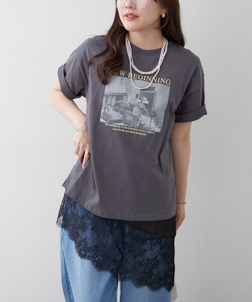 Remind me and forever(リマインドミーアンドフォーエバー)の「【staff made】接触冷感!アソート転写シルケットTシャツ(Tシャツ/カットソー・レディース・オフホワイト/スミクロ/ベージュ・FREE)」の14枚目の写真