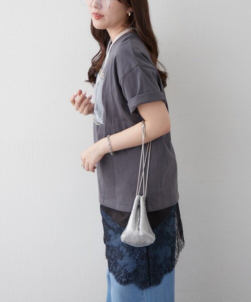 Remind me and forever(リマインドミーアンドフォーエバー)の「【staff made】接触冷感!アソート転写シルケットTシャツ(Tシャツ/カットソー・レディース・オフホワイト/スミクロ/ベージュ・FREE)」の17枚目の写真