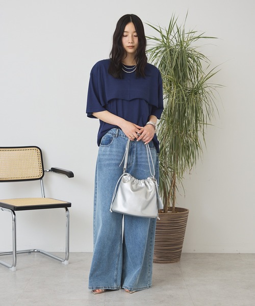 AMERICAN HOLIC(アメリカンホリック)の「【接触冷感】バギーデニム(デニムパンツ・レディース・ワンウォッシュ/ライトインディゴブルー・L/M/S)」の6枚目の写真